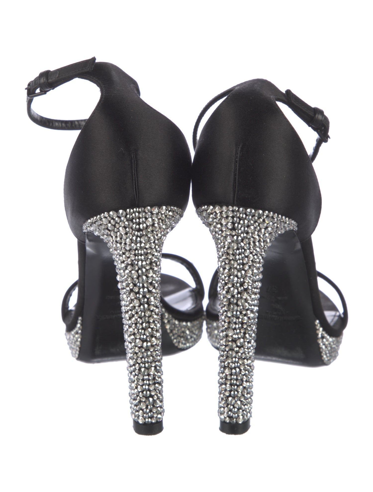 Saint Laurent Satin Crystal Embellishments Sandals